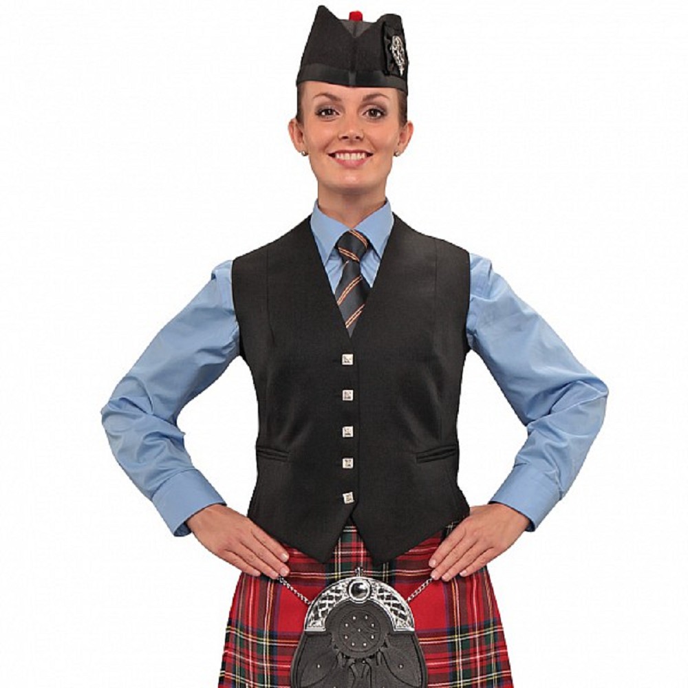 Ladies Sizeing Argyll Waistcoat. Black