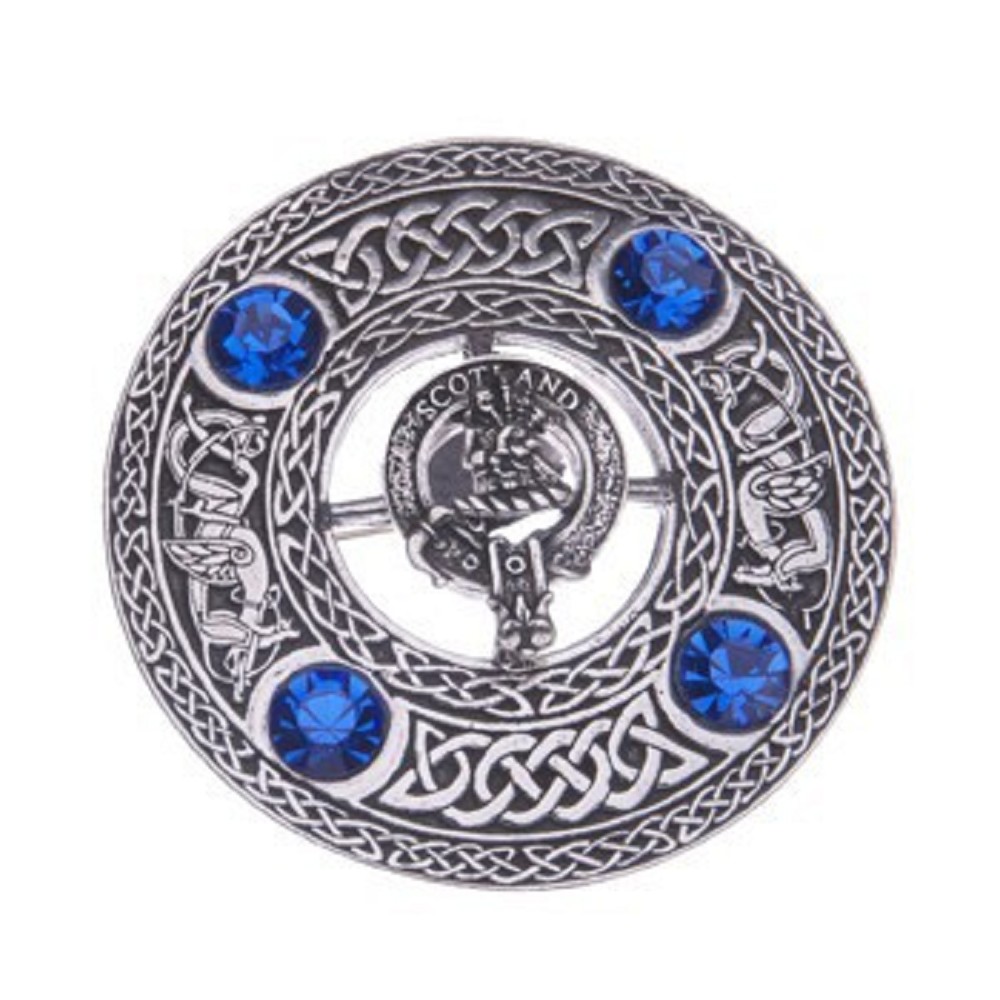 Plaid Brooch with Piper Crest - Ruby