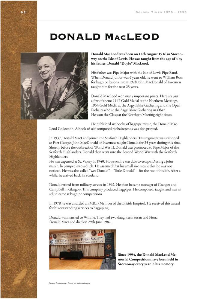 Bagpipe Tunes and Their Stories - Vol. 2 - Golden Times 1950 - 1990