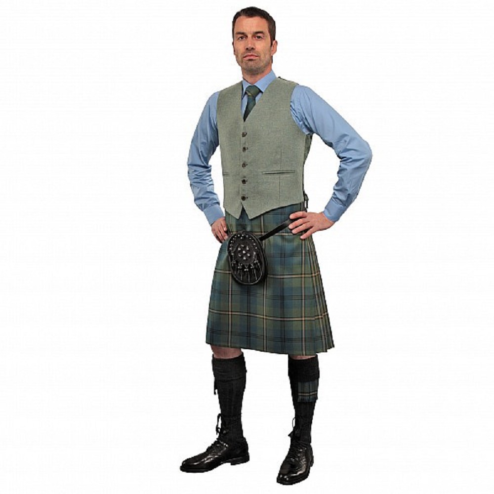 Lovat Green Tweed Argyll waistcoat (vest)