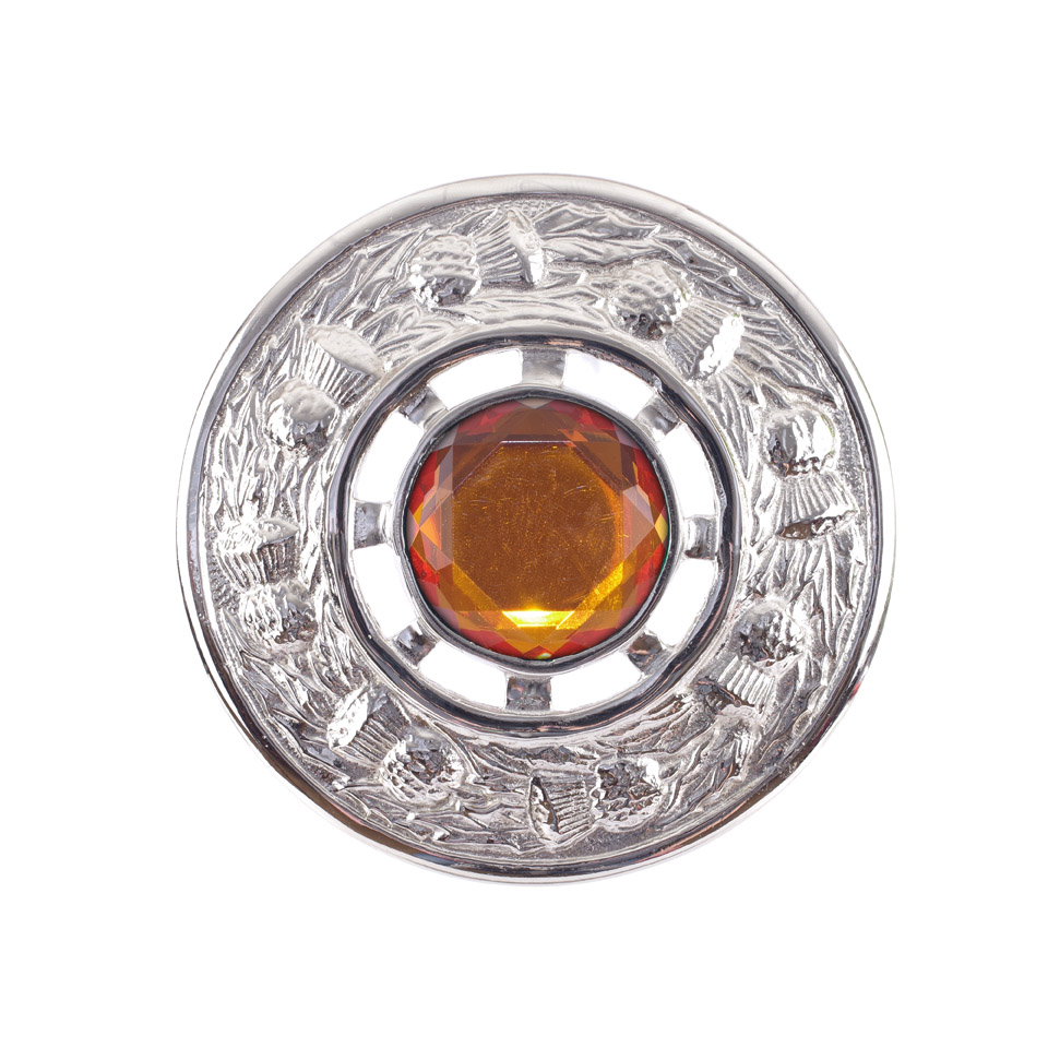 Plaid Brooch, Thistle Chrome Topaz