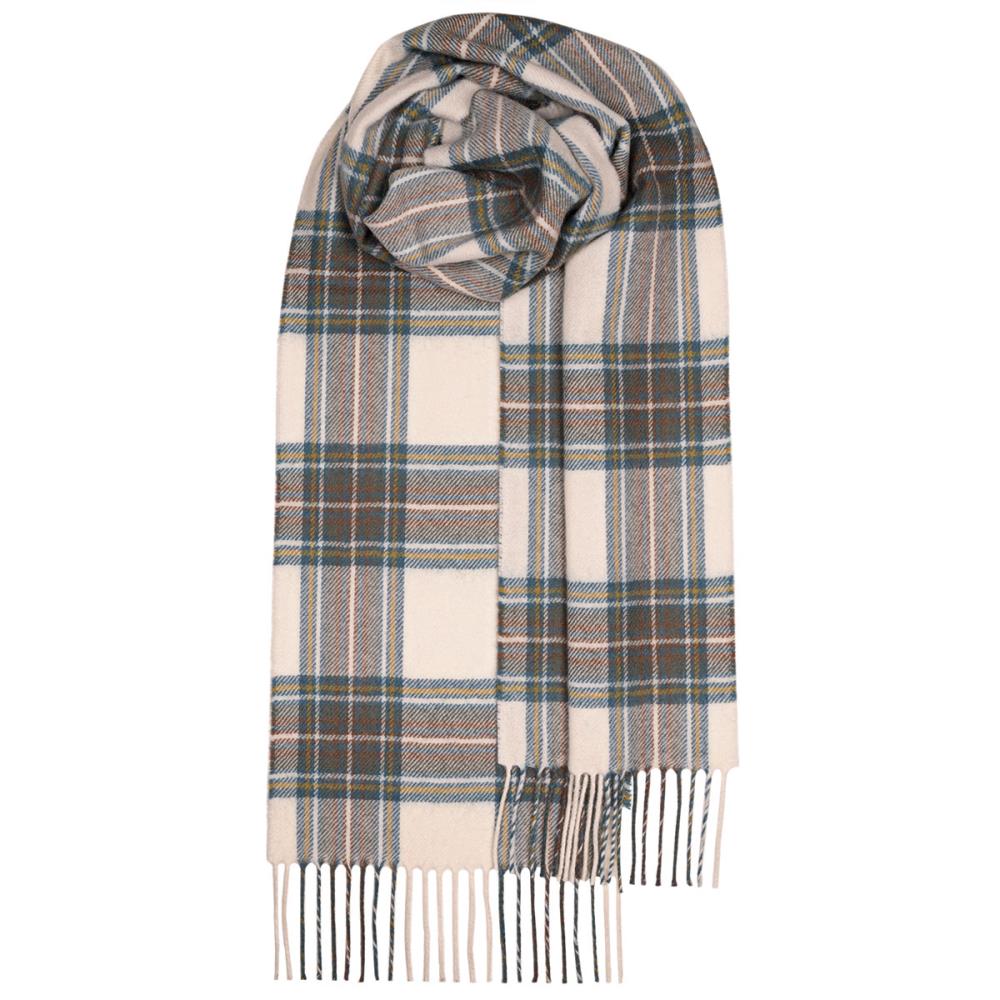 Stewart Blue Dress Lambswool Tartan Scarf