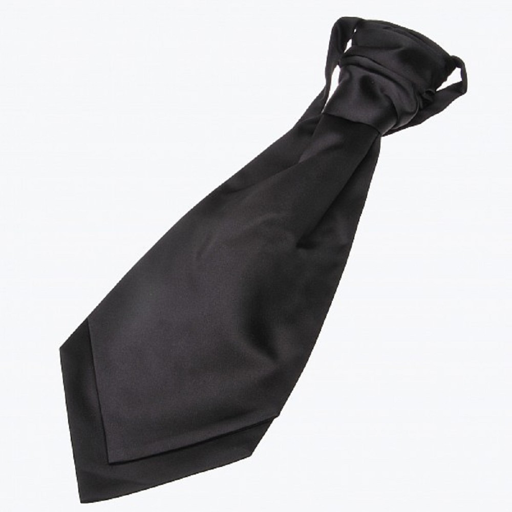 Satin Ruche Tie (pre-tied), Black