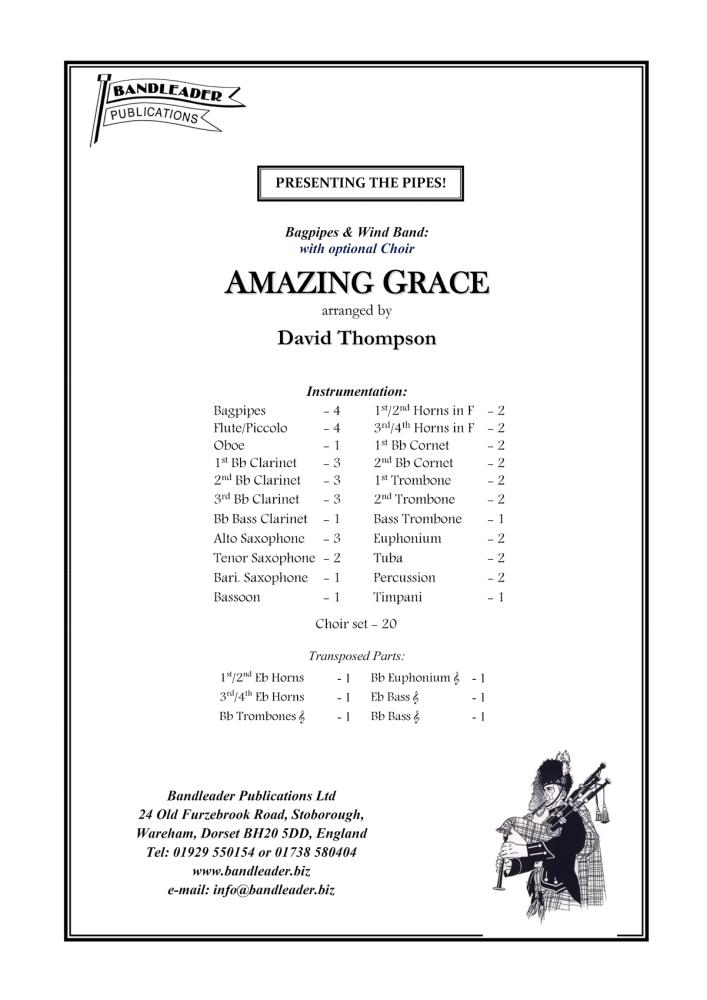 Amazing Grace - Bagpipes & Brass Band with Optional Choir