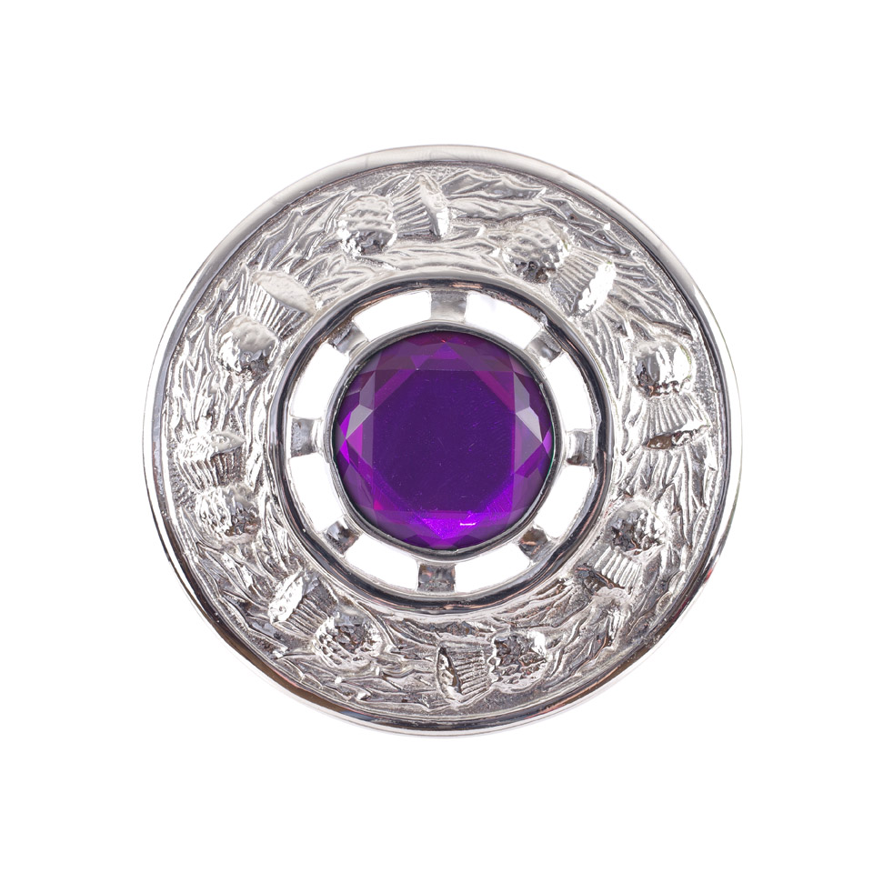 Plaid Brooch, Thistle Chrome Amethyste
