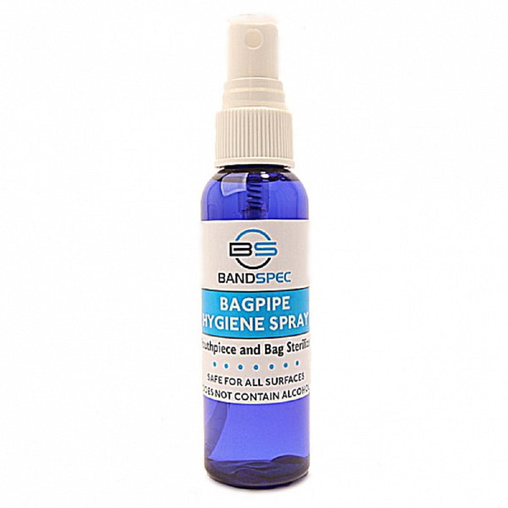 Spray désinfectant BandSpec pour pièces de cornemuse.