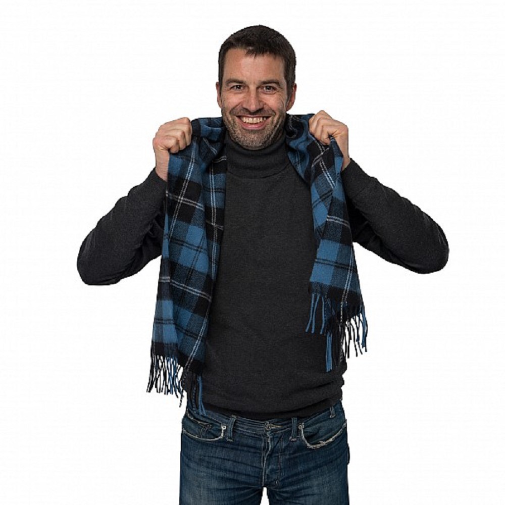 Ramsay Blue Lambswool Tartan Scarf