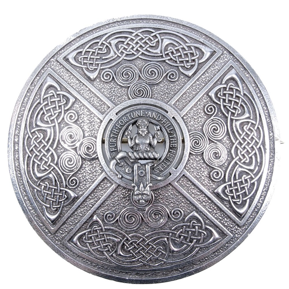 Saltire Clan Crest Plaid Brooch