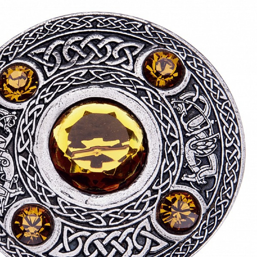 Plaid Brooch with 5 Stones
