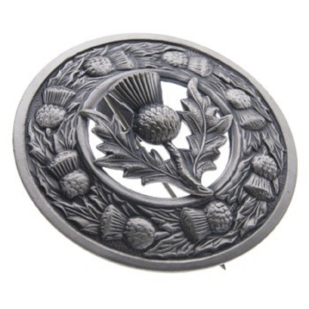 Antique Thistle Plaid Brooch