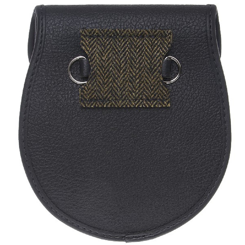 Leder-Tweed-Sporran SSD12. Echtleder, handgefertigt