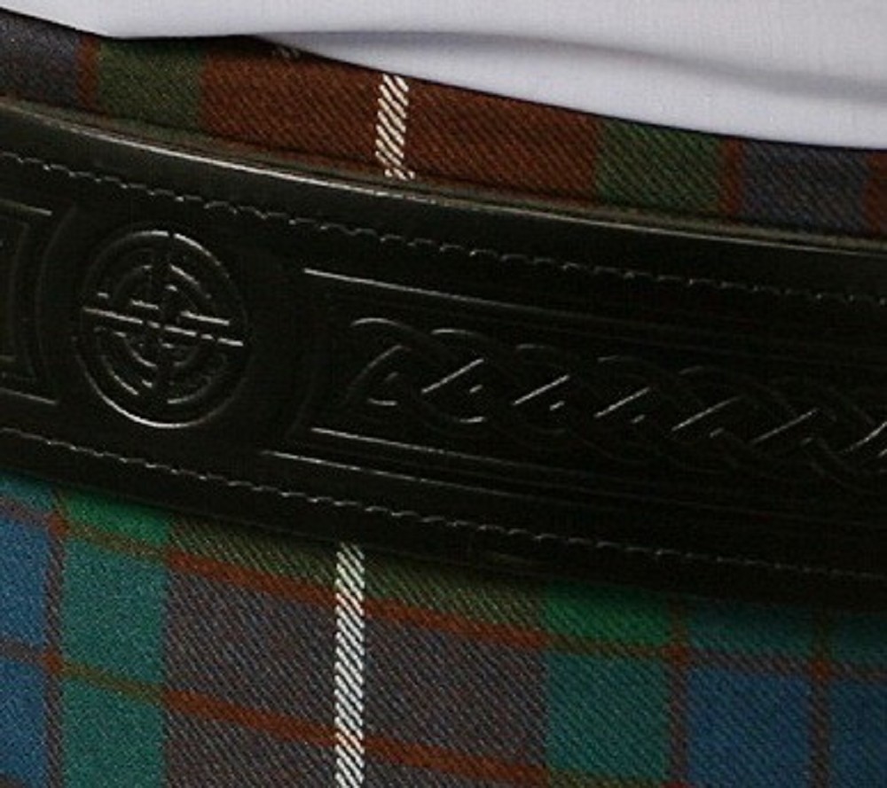 Kilt-Ledergürtel, Celtic, schwarz - Extra Large