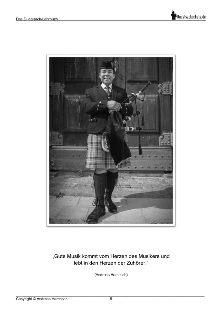 Dudelsack-Lehrbuch der Dudelsackschule Hambsch für Anfänger Deutsch