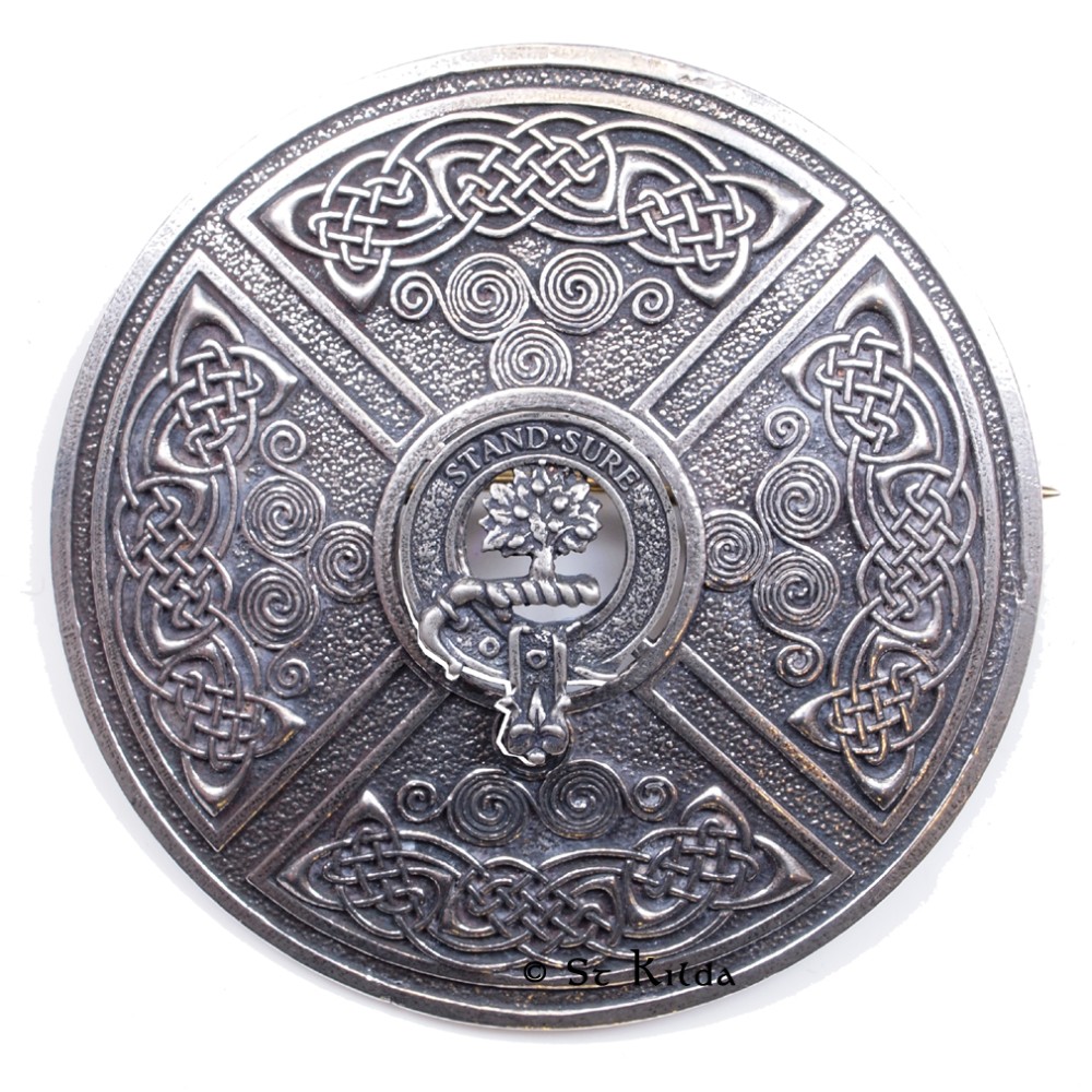 Saltire Clan Crest Plaid Brooch