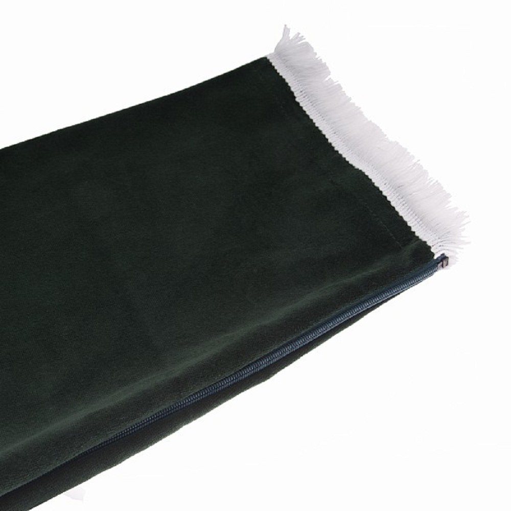 Bagpipe Cover, Velvet and wool fringing. with Zipper. Bottle green - White