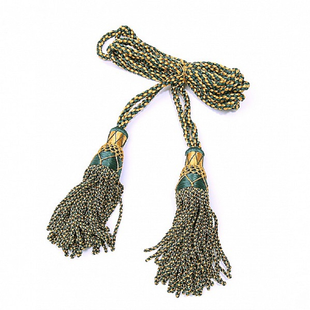 Silk Bagpipe Cords. gold / green