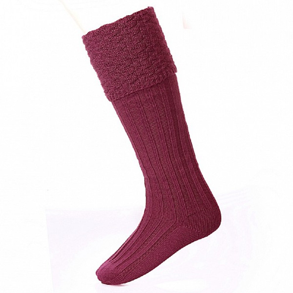 Extra Wide Premium Kilt Socks, Maroon -