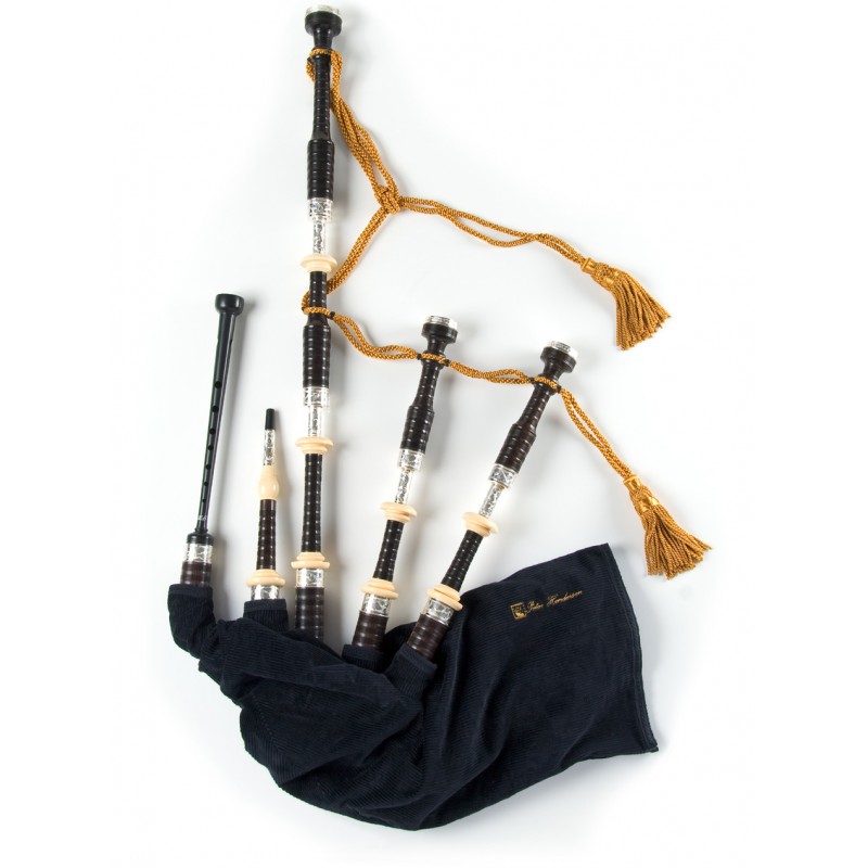 Peter Henderson PH05H Silver Blackwood Bagpipes - Zoomorphic