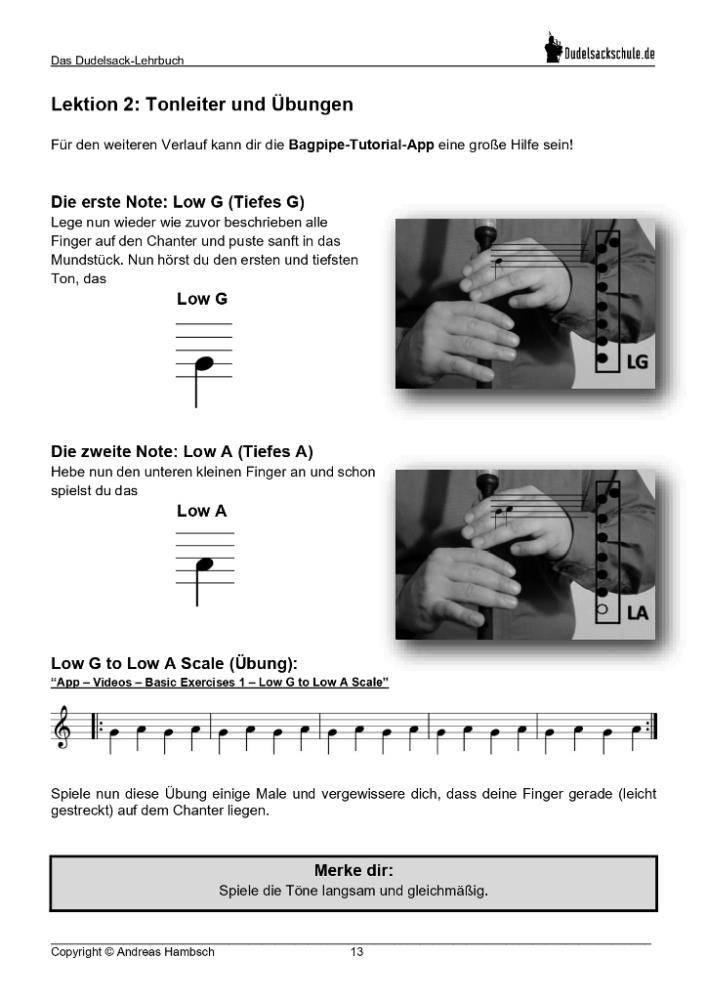 Bagpipe Beginner Set Dudelsackschule. LONG