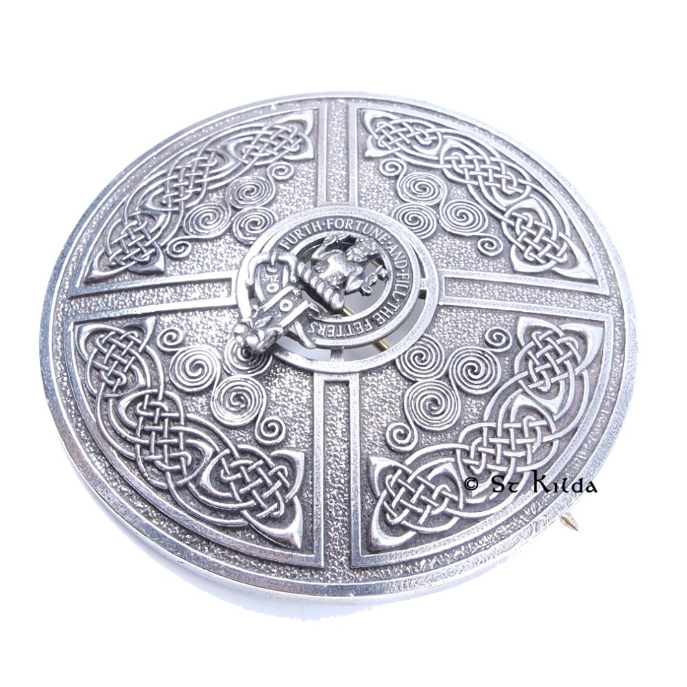 Saltire Clan Crest Plaid Brooch