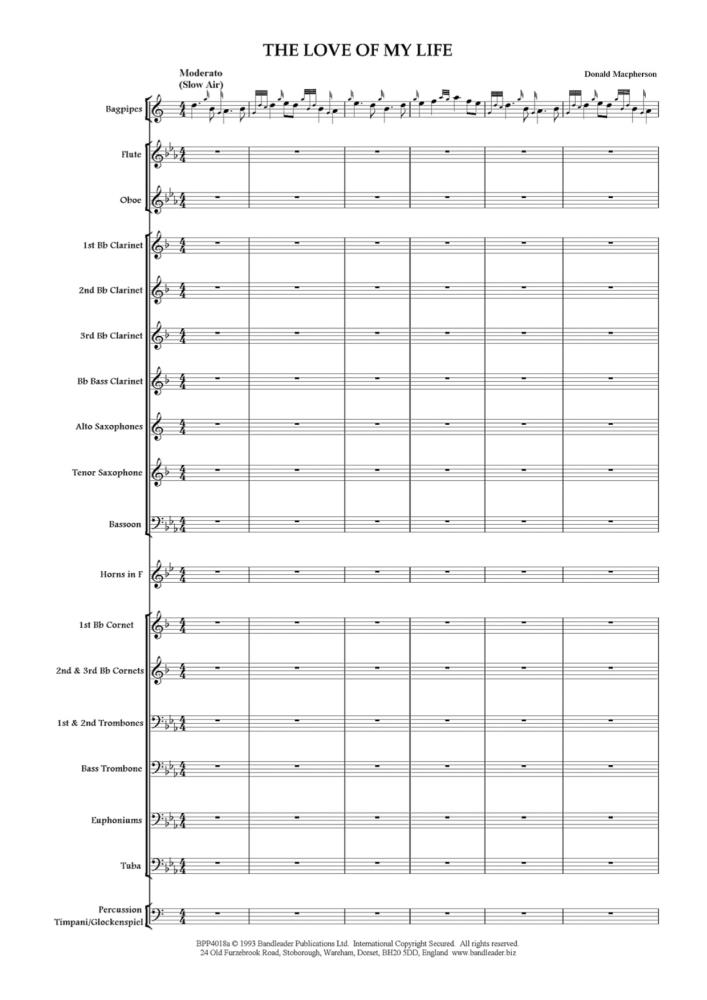 The Love of My Life - Bagpipes & Wind Band