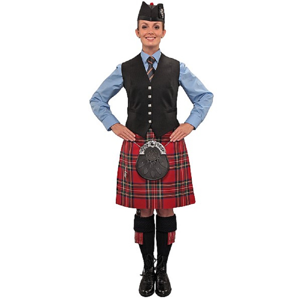 Ladies Sizeing Argyll Waistcoat. Black - UK 32 S (EU 42 Short)