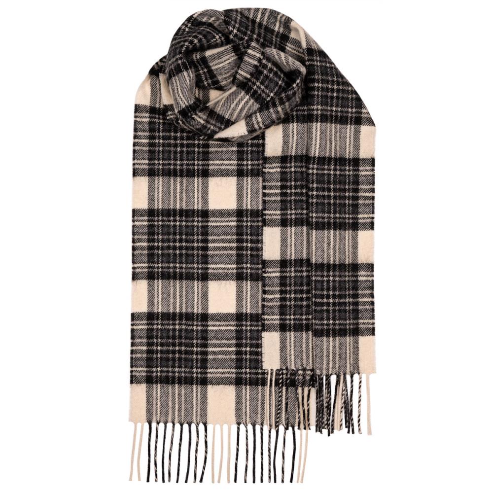 Stewart Dress Grey Lambswool Tartan Scarf