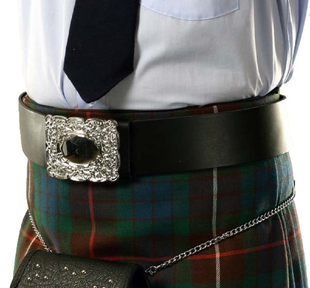 Kilt-Ledergürtel, Full Dress, schwarz - Medium