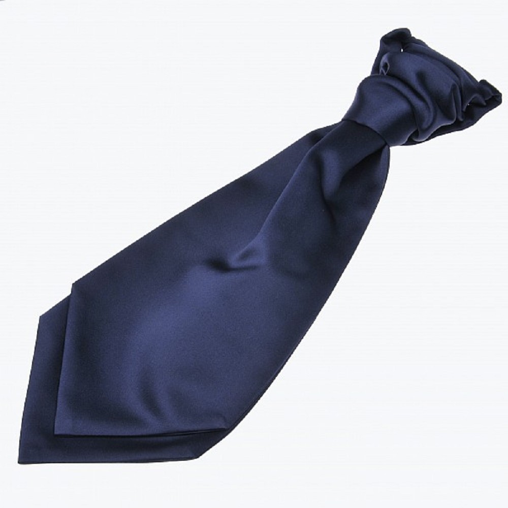 Satin Ruche Tie (pre-tied), Navy blau