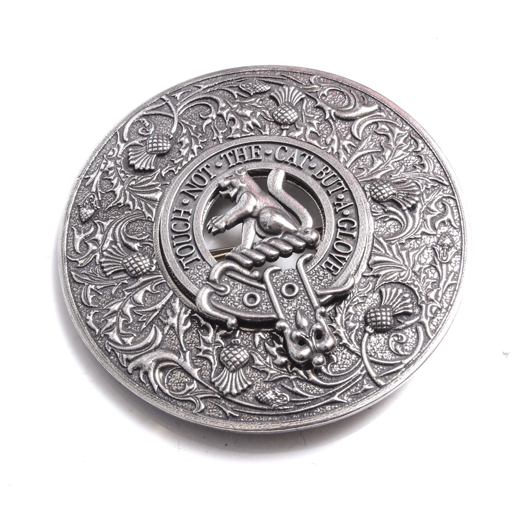 Full Dress Plaid Brooch with Clan Crest