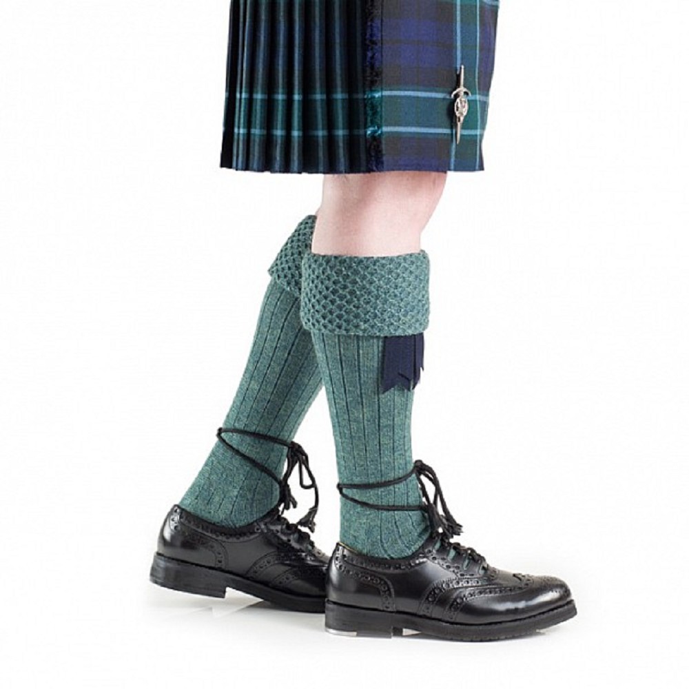Piper Kilt Socks, lovat blue