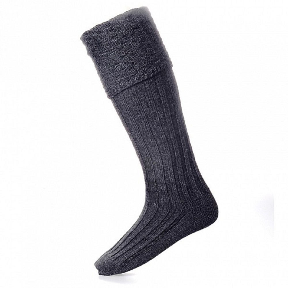 Extra Wide Premium Kilt Socks, Charcoal -