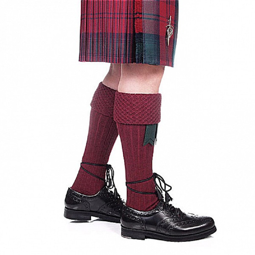 Piper Kilt Socks, burgundy