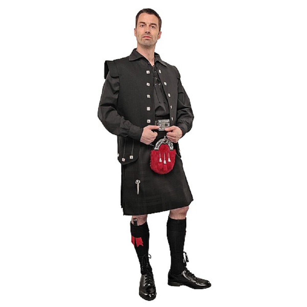 Black  Mediumweight Kilt - 5 Yard