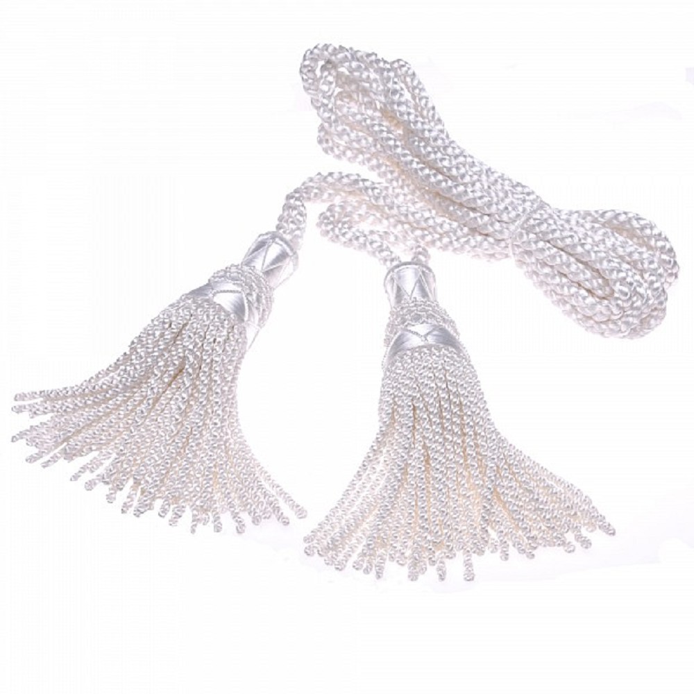 Bagpipe cords, silk, white