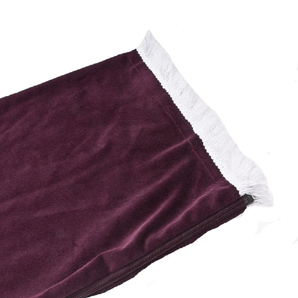 Bagpipe Cover, Velvet with Wool fringing and Zipper. Bordeaux - White