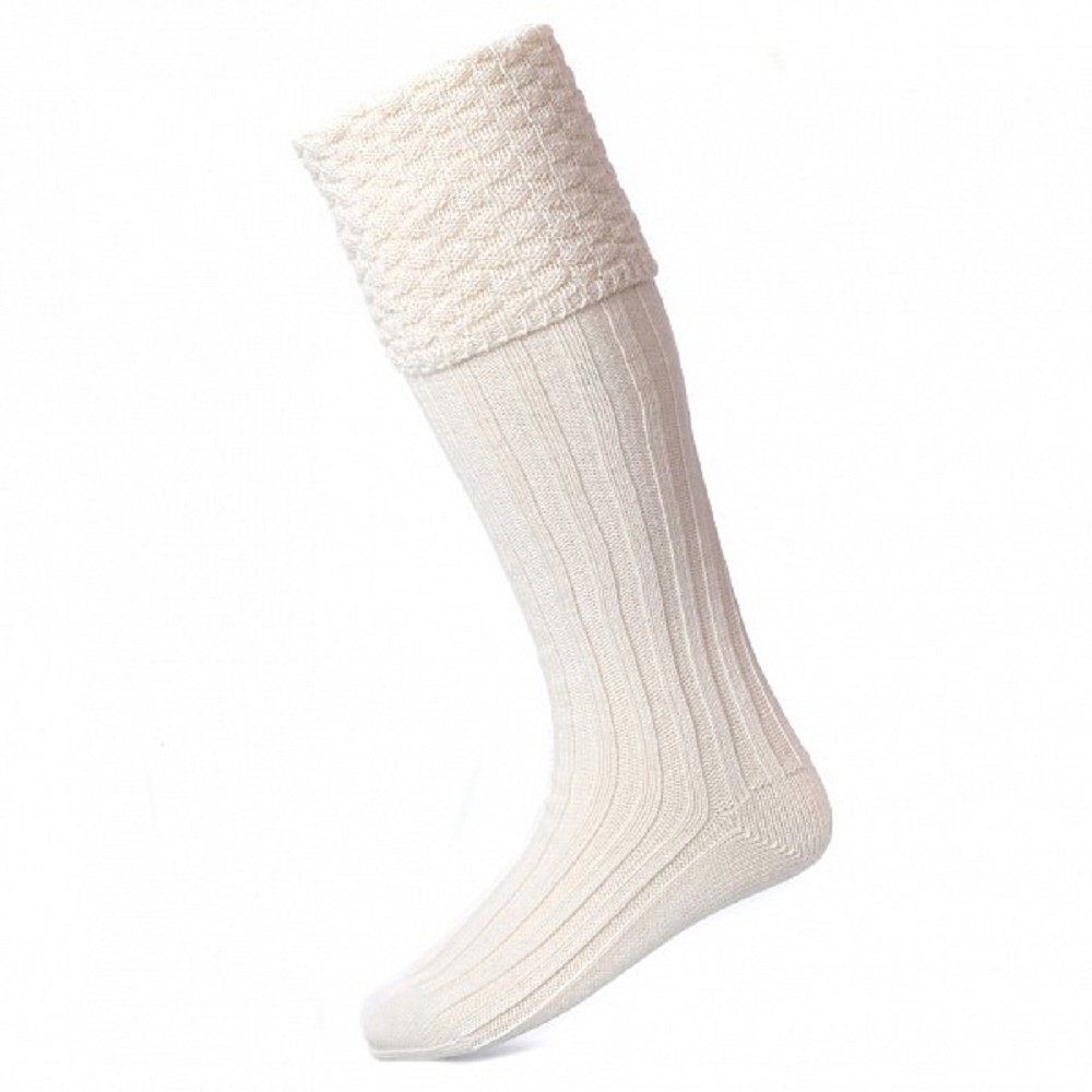 Extra Wide Premium Kilt Socks, Ecru -
