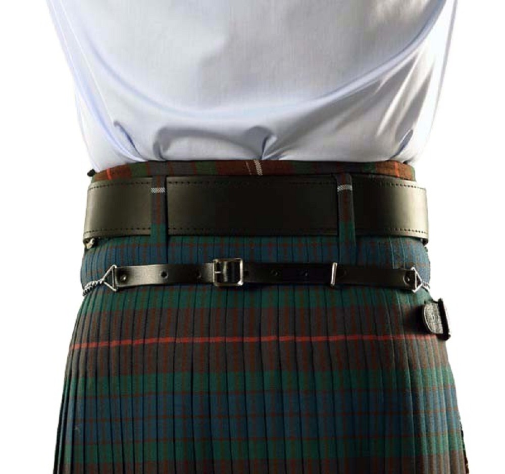 Kilt-Ledergürtel, Standard, schwarz - 2X Large