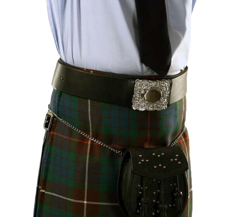 Kilt-Ledergürtel, Full Dress, schwarz - Medium