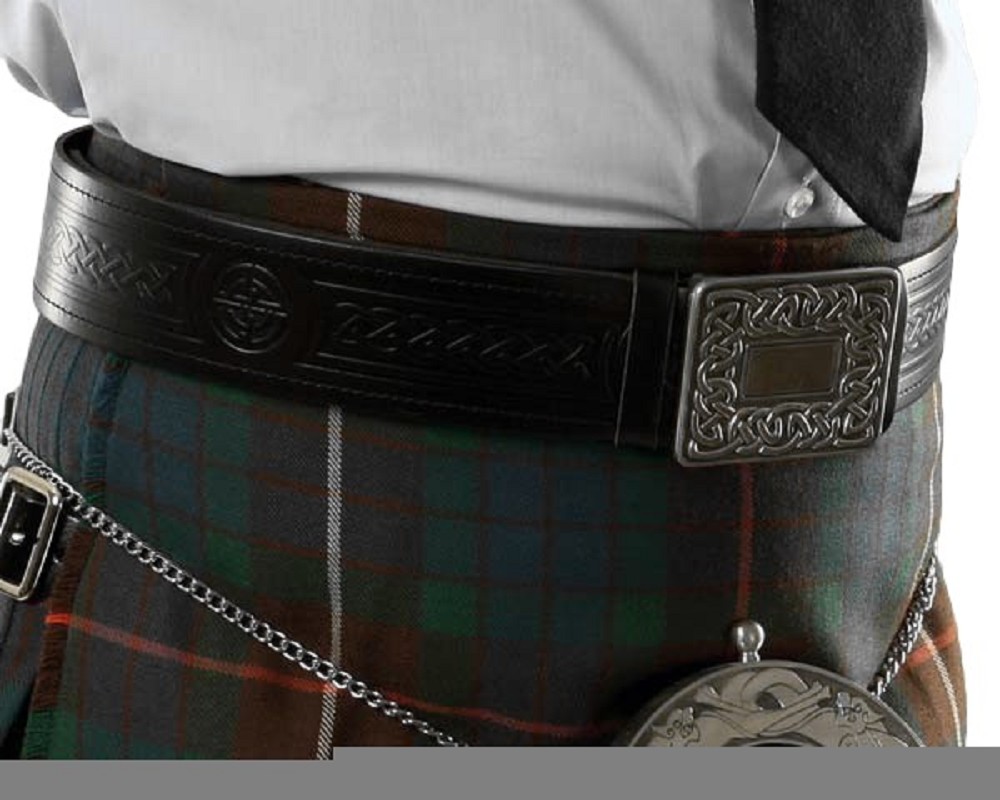 Kilt-Ledergürtel, Celtic, schwarz - Extra Large