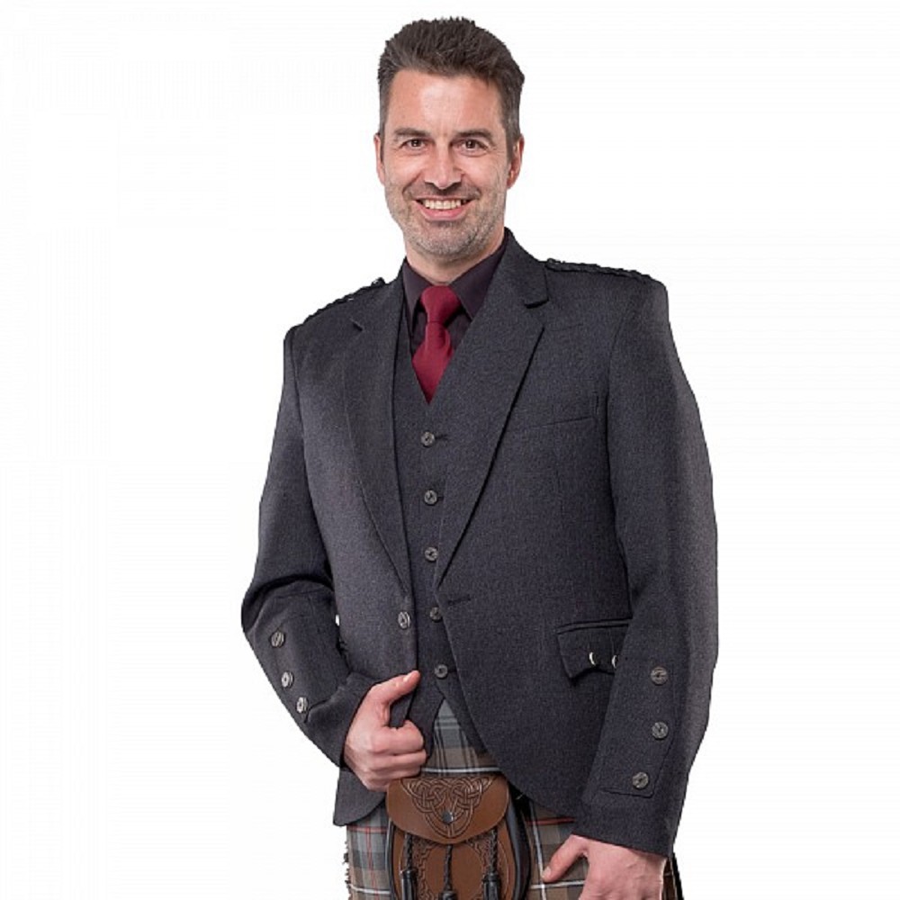 Charcoal Arrochar Tweed Jacket and Waistcoat