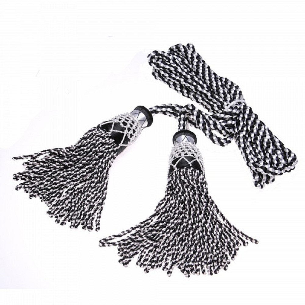 Bagpipe Cords, silk, black / white