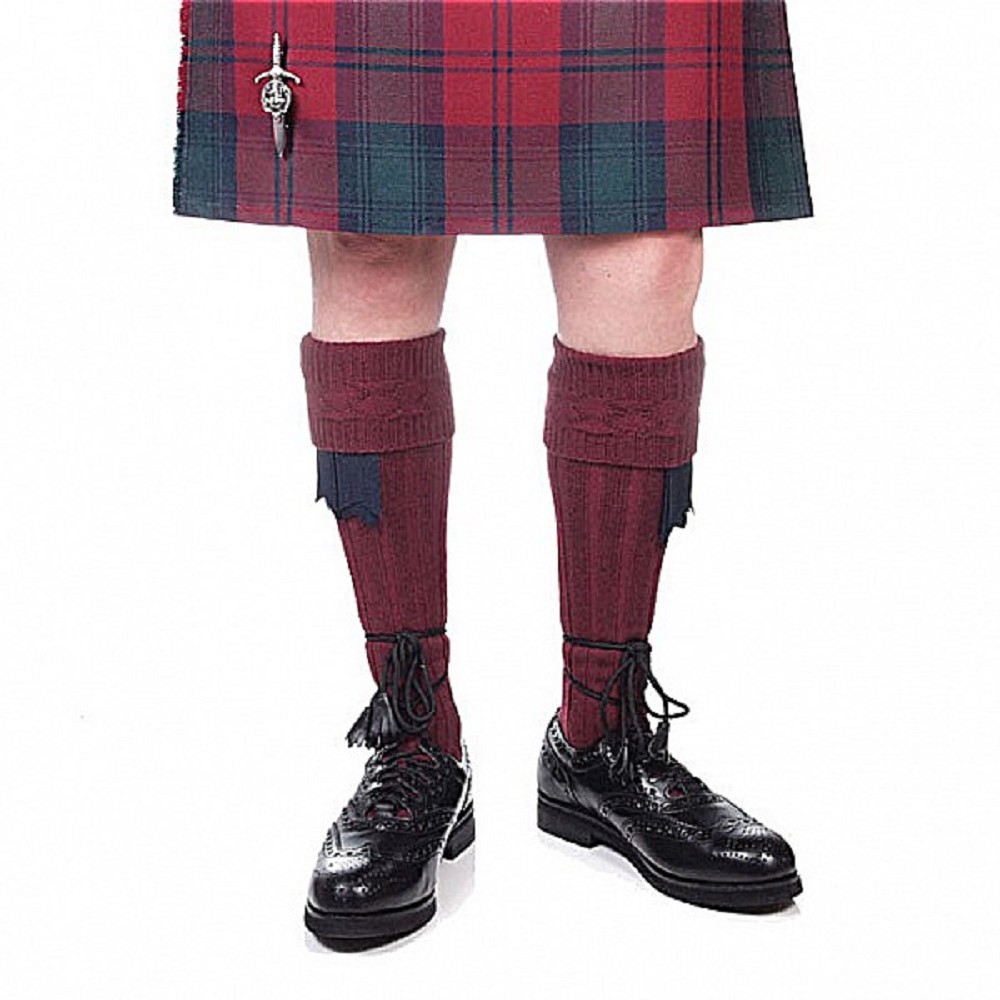 Kilt Socks, burgundy - Small UK 4-7  EU 37-40  US 5-8