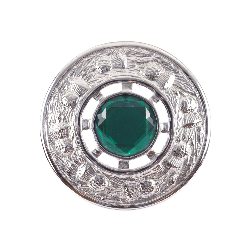 Plaid Brooch, Thistle Chrome Emerald Green