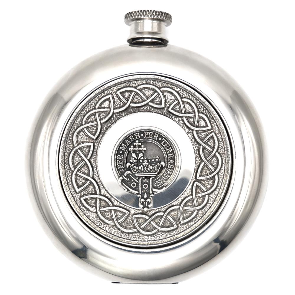 Hip Flask with Clan Crest, 6 oz (118ml)