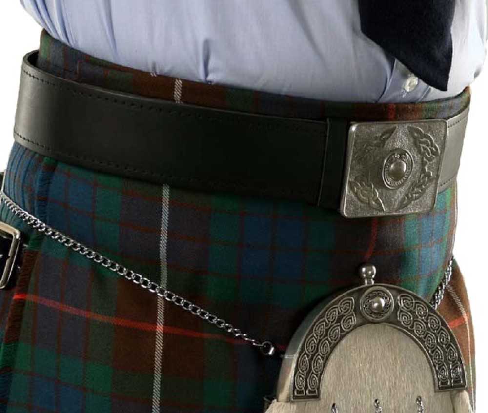 Kilt-Ledergürtel, Standard, schwarz - 2X Large