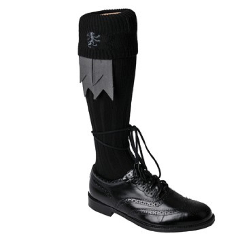Emblem Kilt Socks, Rampant Lion, black